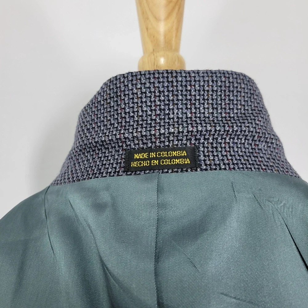 Stafford Men's Sport Coat Blazer Two Button Blue‎ Gray Silk Wool Blend Size 40L